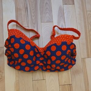 Red and Blue Polka Dot Bikini Top By Curvy Kate Only NWOT